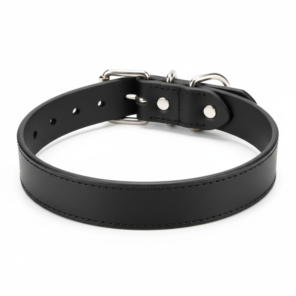 Essential Black Leather Dog Collar - View 1
