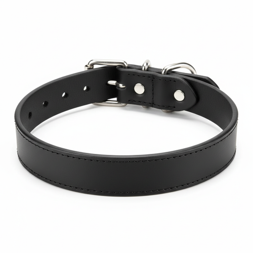 Essential Black Leather Dog Collar - View 1