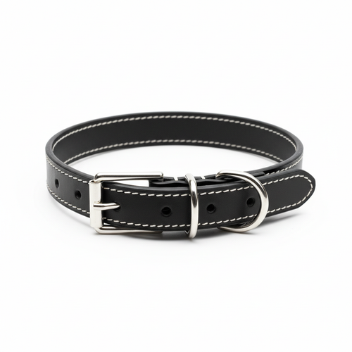 Essential Black Leather Dog Collar - View 2